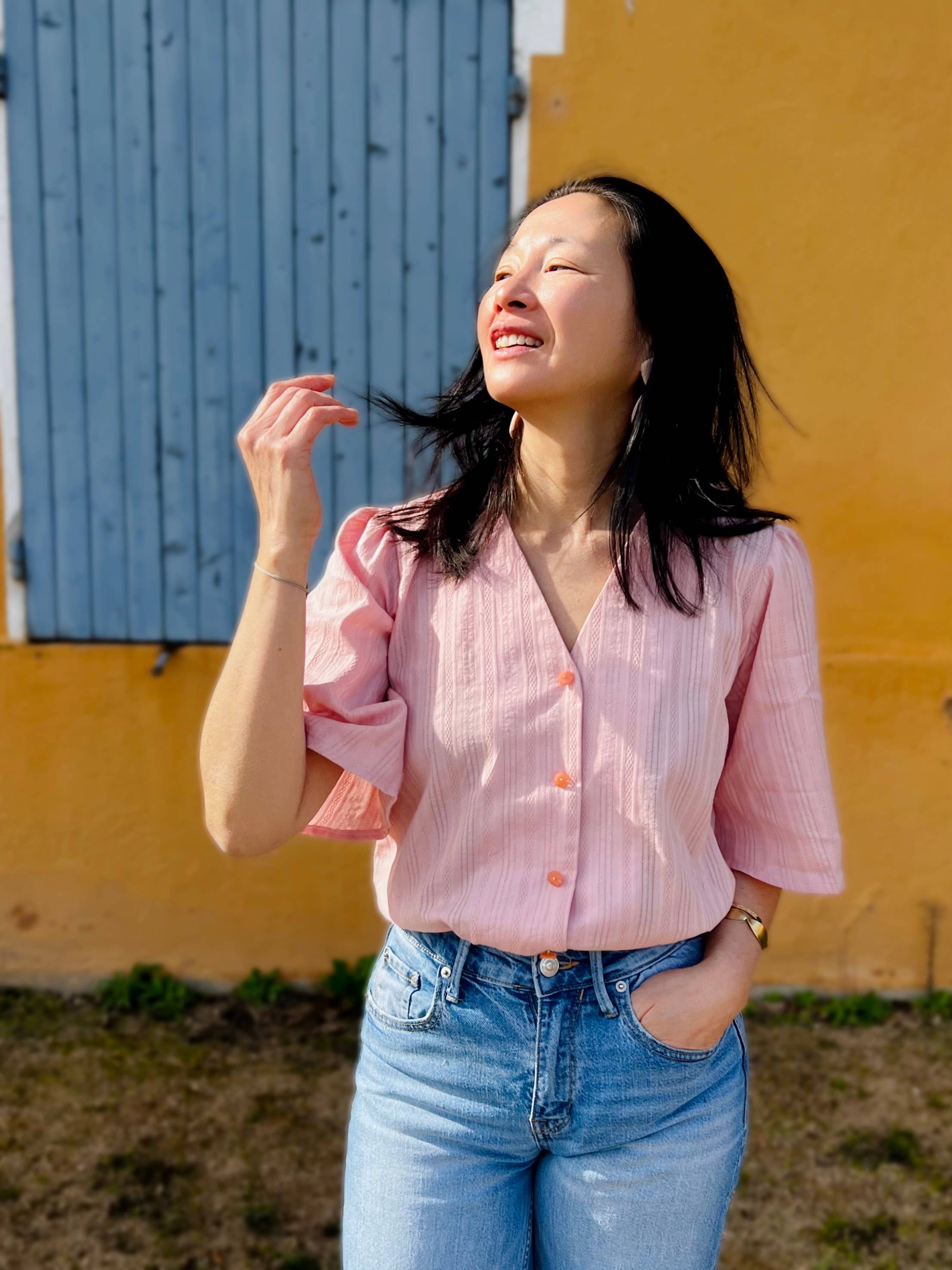 MY DRESS MADE - Wholesale Blouse - Women's - IRIS embroidered fabric in powder pink - 100% cotton7