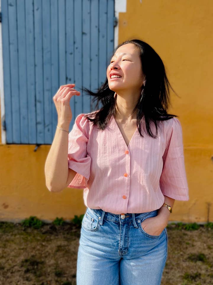 MY DRESS MADE - Wholesale Blouse - Women's - IRIS embroidered fabric in powder pink - 100% cotton7