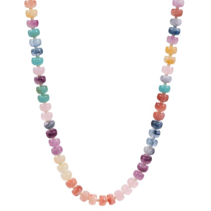 Designature New York - Wholesale Beaded/pearl necklace - Flat Round Resin Beads Ombre Mixed Short Necklace8