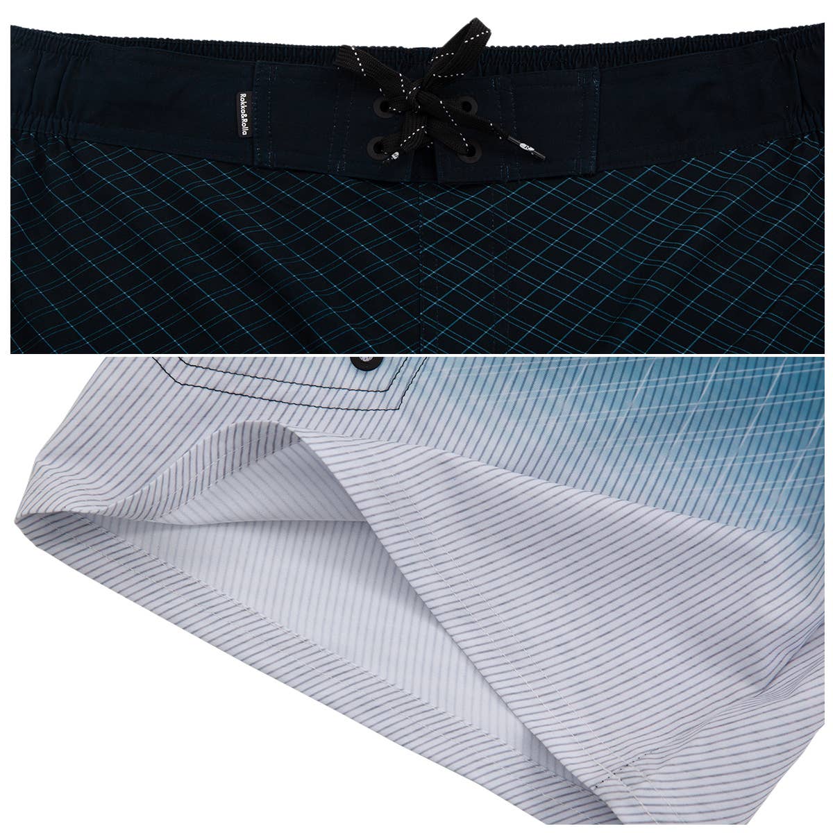 Rokka & Rolla - Wholesale Swim Shorts - Men's - Men's 9" Half Elastic Waist Board Swim Shorts Swimwear9