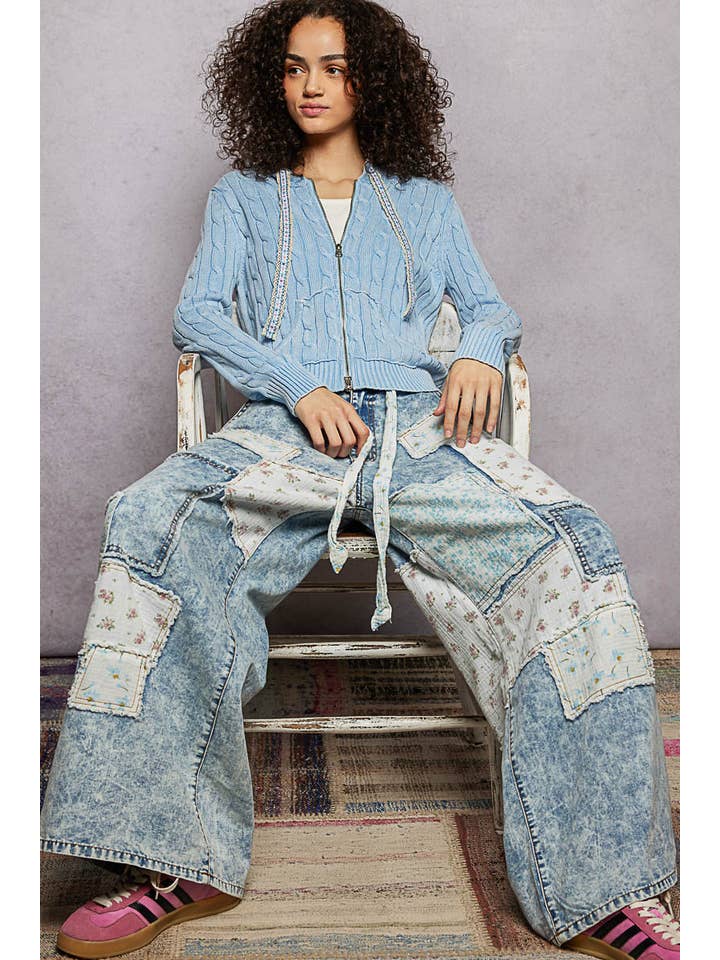 Pol Clothing - Wholesale Hoodie - Women's - Full Sleeve Solid Acrylic Sweater Hoodie Zip Up Knit Top59