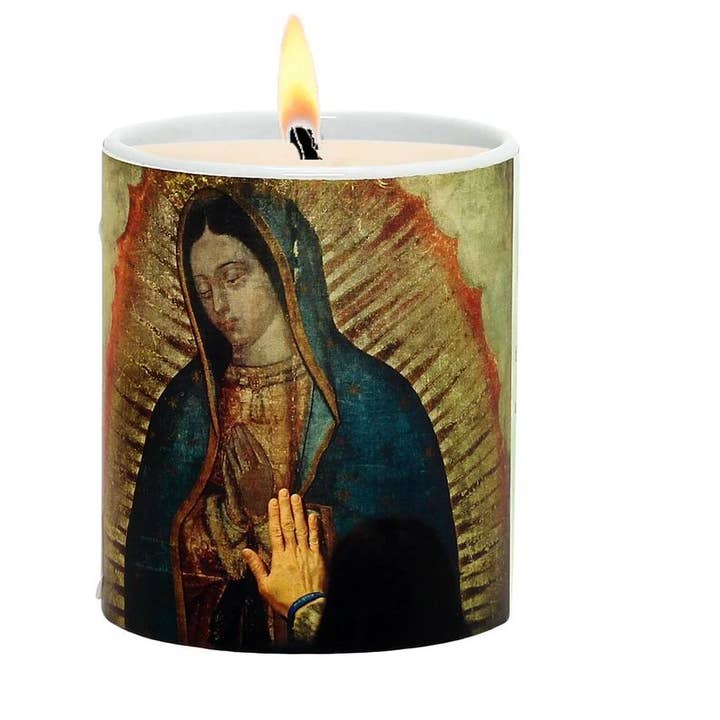 SublimArt – wholesale Jar/filled candle – SUBLIMART: Prayer Candle - Porcelain Soy Wax Candle Our Lady of Guadalupe