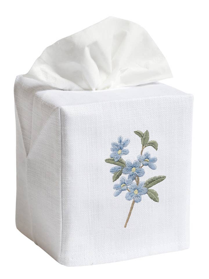 Tissue Box Cover, Apple Blossom (Duck Egg Blue) for wholesale by Jacaranda Living