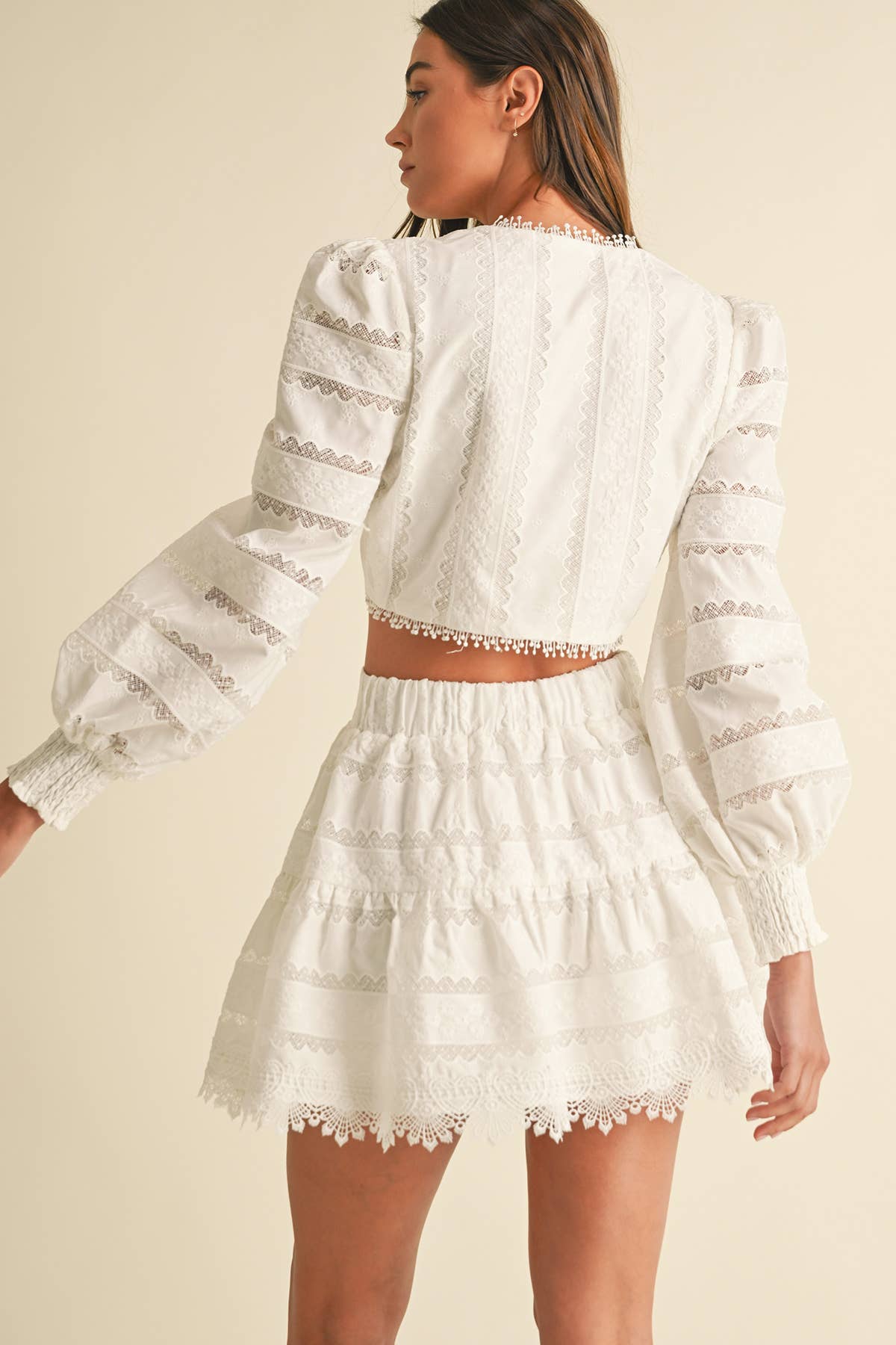 White Lace Cotton Crop Blouse Top for wholesale on Faire12