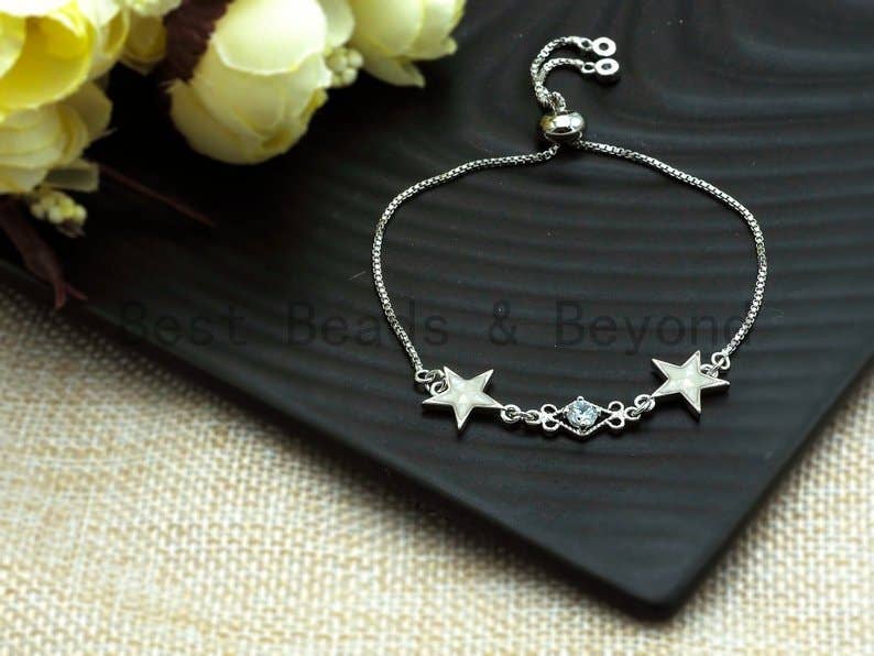 BestBeads&Beyond - Wholesale Individual Charm/Pendant - 100% Natural White Pearl Shell Star Connector, Gold/Silver Plated Shell Beads, Natural Shell Charm 11x13mm,SKU#Z2961