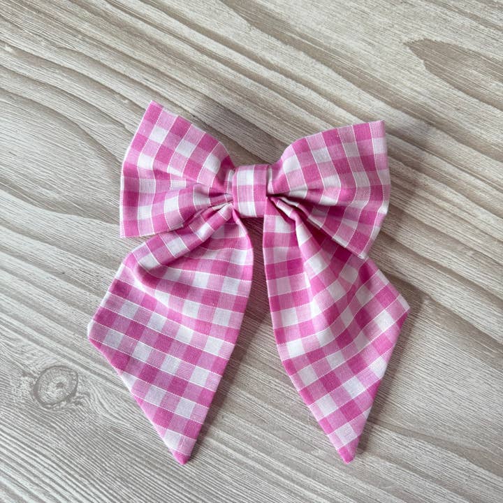 Emily's Weaving - Wholesale Hair Bow - Kids - Small Pink Gingham Bow5