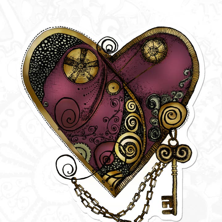 Autocollant cœur Steampunk, cœur victorien pour la vente par Katekreates