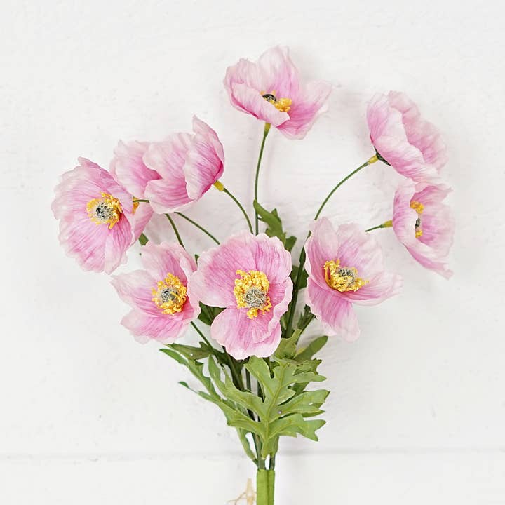 Impressive Enterprises, Inc. - Wholesale Artificial Flowers - 35352- 16inL Wrinkle Poppy Bush-Pink-1