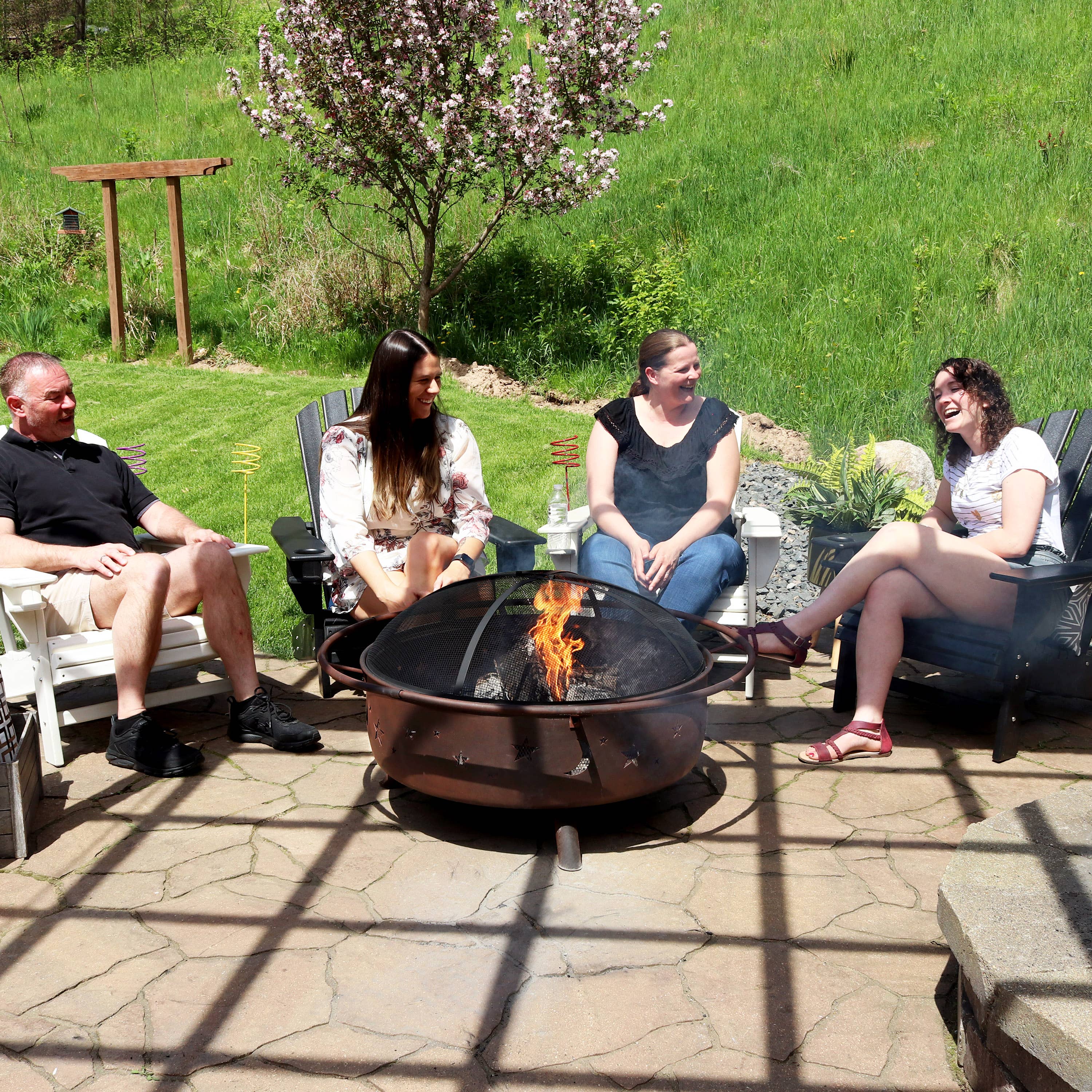 Sunnydaze Decor - Wholesale Fire Pit - 42 in Cosmic Steel Fire Pit with Spark Screen and Poker9