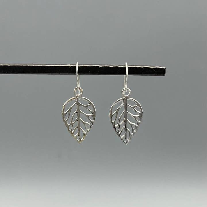 Silver Cut Out Leaf Earrings for wholesale by Something Silver