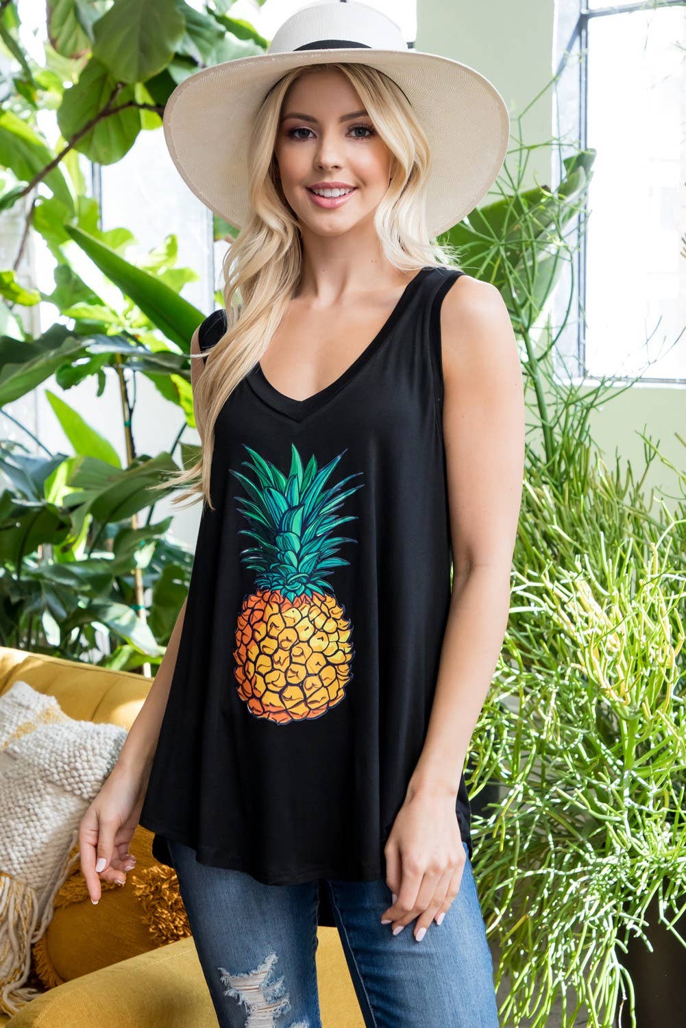 LA Soul - Wholesale Tunic - Women's - Pineapple Print Flowy Tanktops0