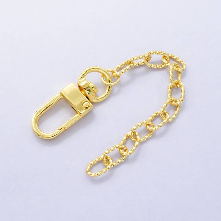 24K Gold Filled 5-Inch Twisted Cable Chain Bag Purse Charm Swivel Keychain Findings | WA-2897 for wholesale by Aim Eternal