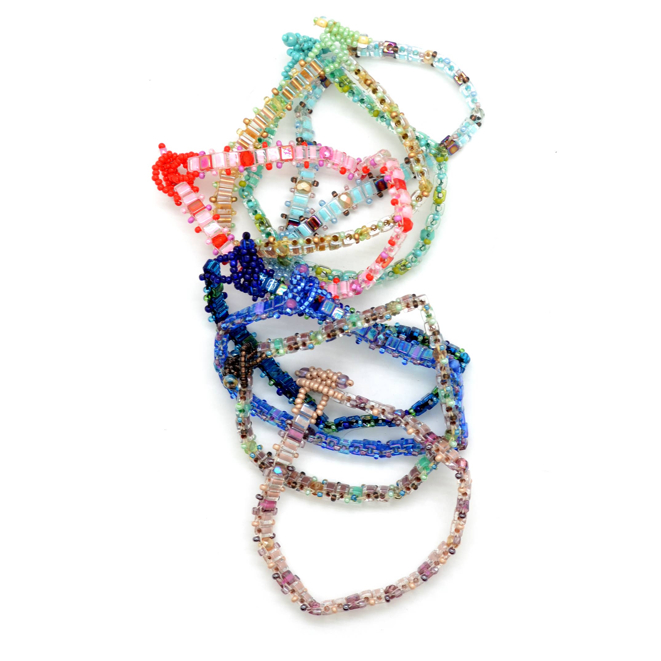 Dunitz & Company - Wholesale Beaded Bracelet - Skinny Beaded Bracelets with Crystals & Square Glass Beads1