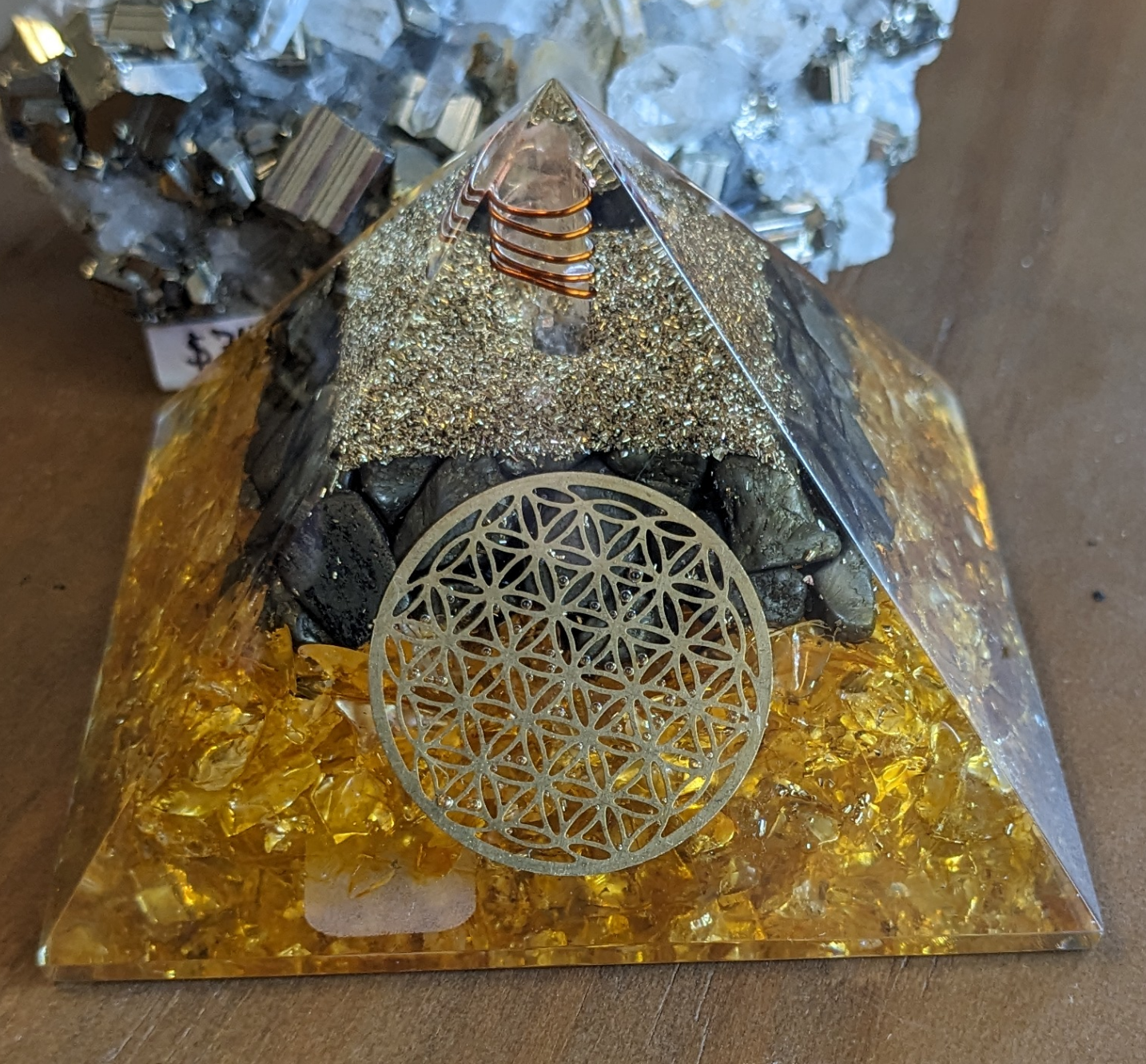 BW Imports - Wholesale Spiritual Stone/Crystal - 75mm Orgone "Abundance" Pyramid1