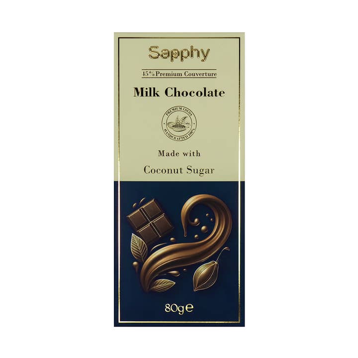 Sapphy - Wholesale Chocolate bar - Sapphy Premium Milk Chocolate – 80g | Made with Coconut Sugar0