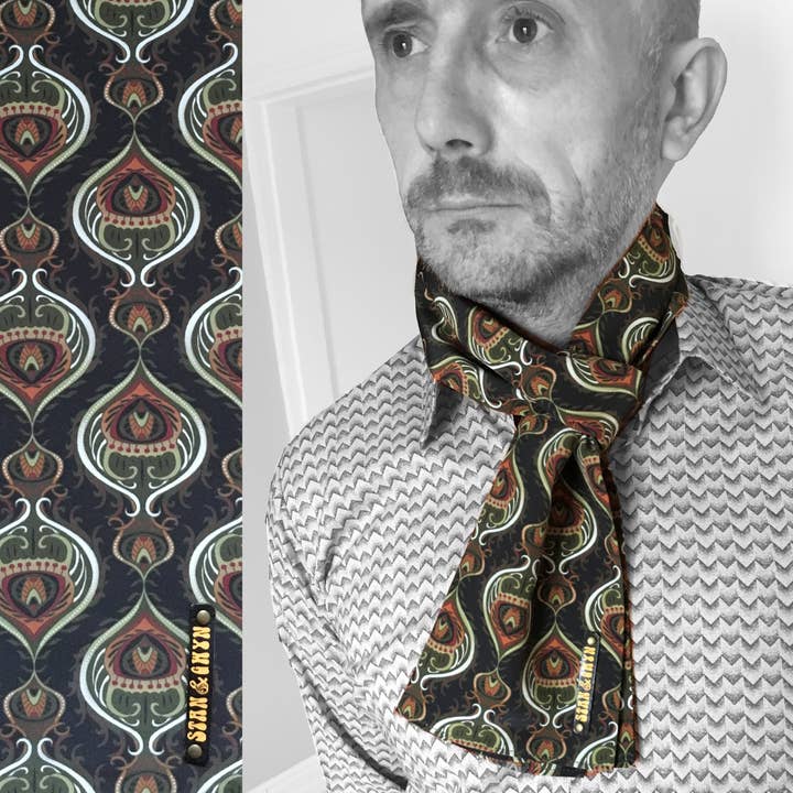 Mod halsduk, Retro print halsdukar, grön halsduk för wholesale av Stan and Gwyn