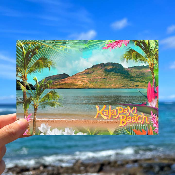 KALAPAKI BEAUTY POSTCARD - KAUAI BACK for wholesale by Lauren Taylor Creations