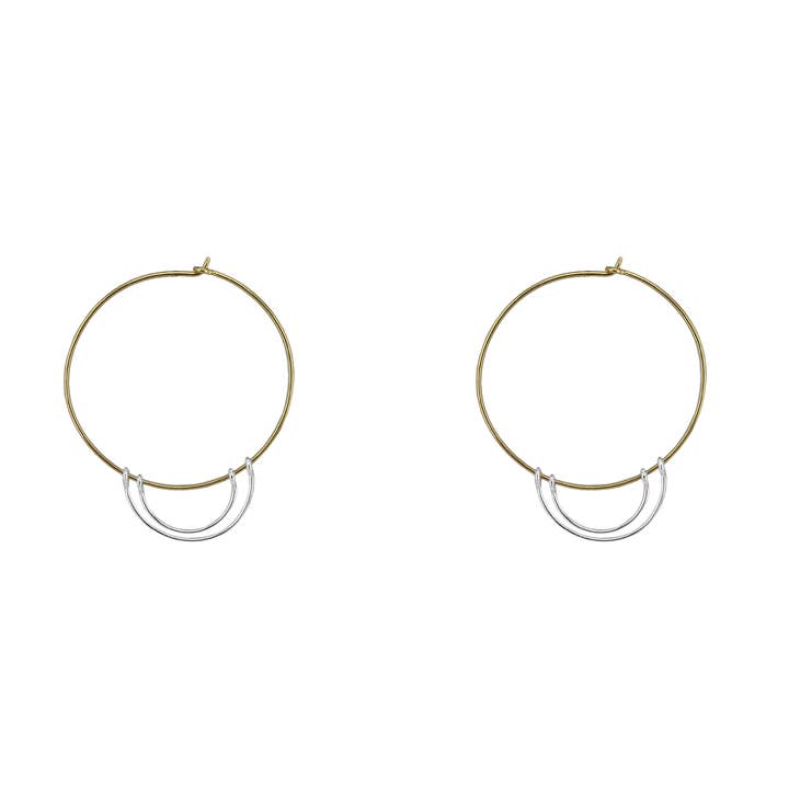 Boucle d'oreille créole en or et argent sterling pour la vente par SITA