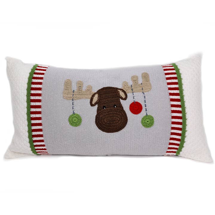 Cojín lumbar navideño hecho a mano con diseño de alce para venta al por mayor de Melange Collection