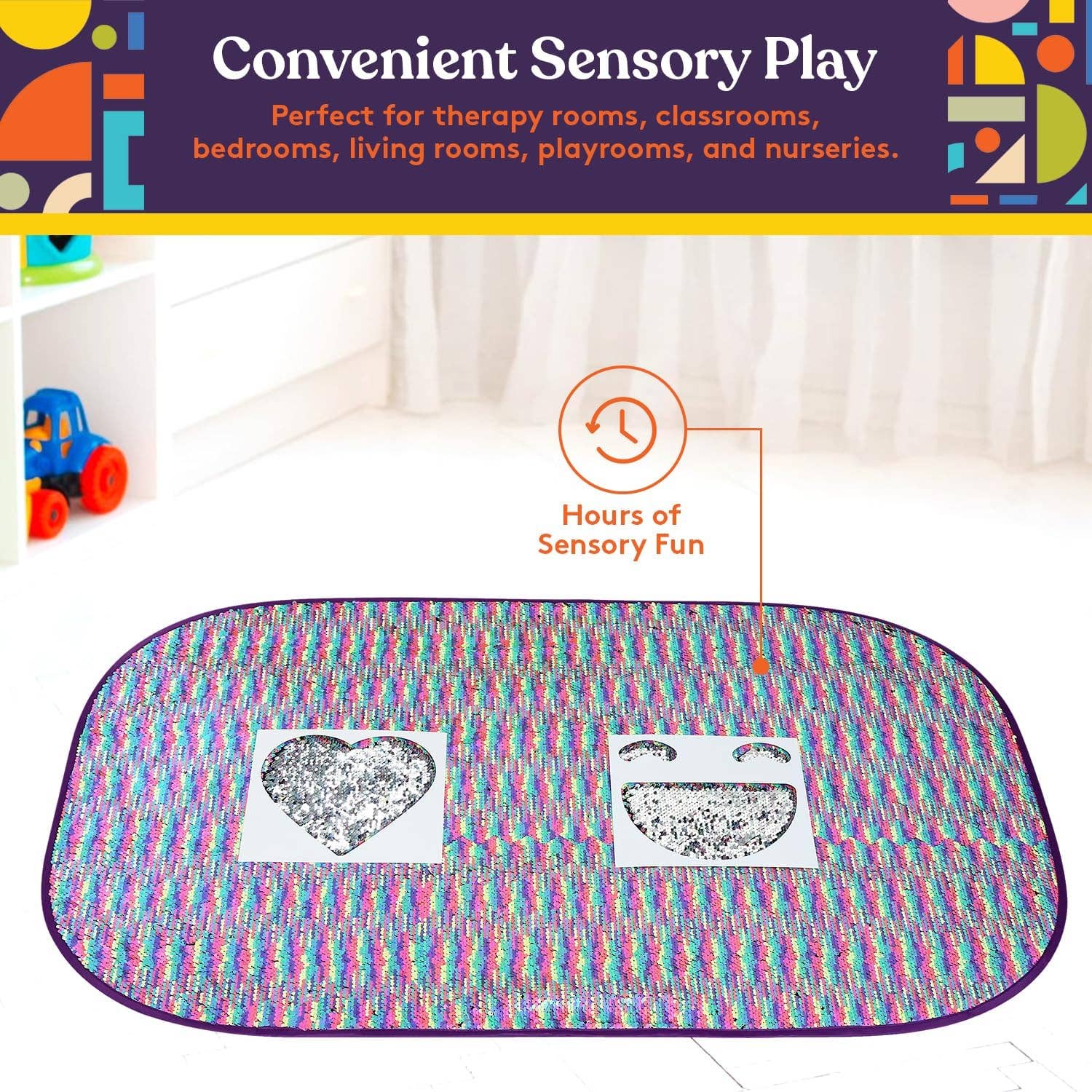 Special Supplies - Wholesale Wall Decor - Kids & Baby - Sequin Fabric Sensory Wall, 39” x 26”, Large Fabric Panel with Colorful Flip Sequined Tactile Stimulation for Kids or Adults, Calming and Stimulating Early Learning Play5