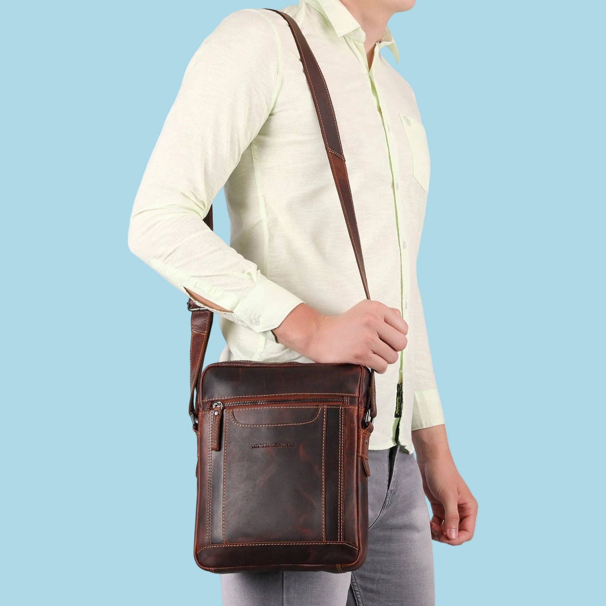 Minori Leather - Wholesale Messenger Bag - Unisex - Tokyo Leather Shoulder Bag – Unisex – Chestnut1