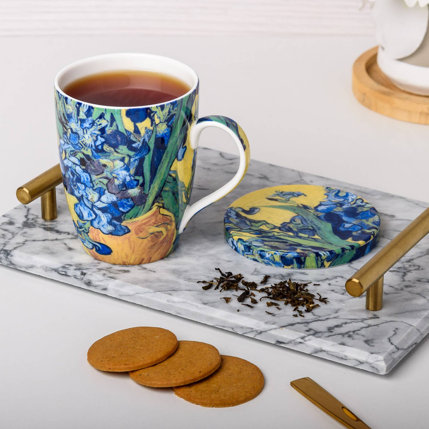 McIntosh Mugs - Wholesale Coffee Mug - Van Gogh 'Irises' Tea Mug w/ Infuser & Lid2