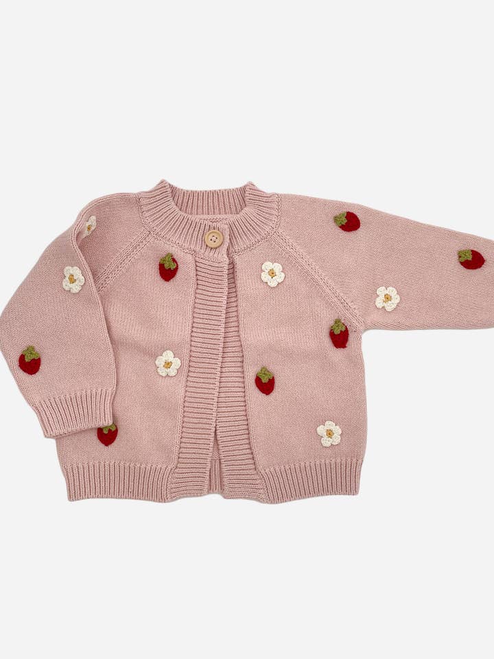 Cotton Strawberry Flower Cardigan Blush Baby Sweater Clothes and other Purchase Wholesale strawberry sweater. Free Returns & Net 60 Terms on Faire trending on Faire.