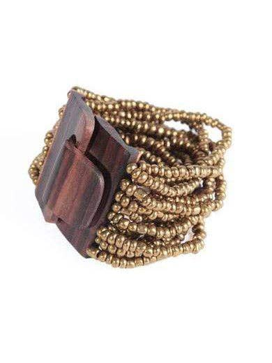 Bijondo - Wholesale Beaded Bracelet - Wooden Buckle Bracelet and Glass Beads, costume jewelry2