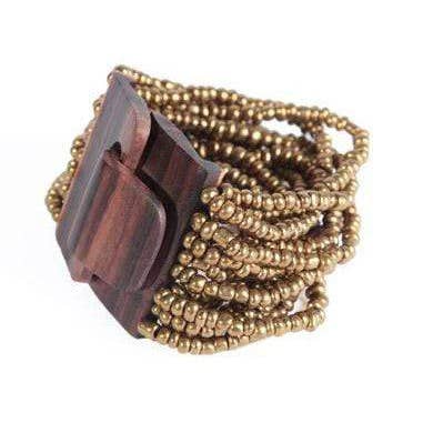 Bijondo - Wholesale Beaded Bracelet - Wooden Buckle Bracelet and Glass Beads, costume jewelry2