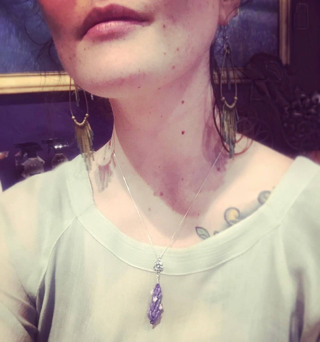 Lavender Beads - Wholesale Pendant/Charm Necklace - Blooming Lavender Pendant Handcrafted Botanical Glass6