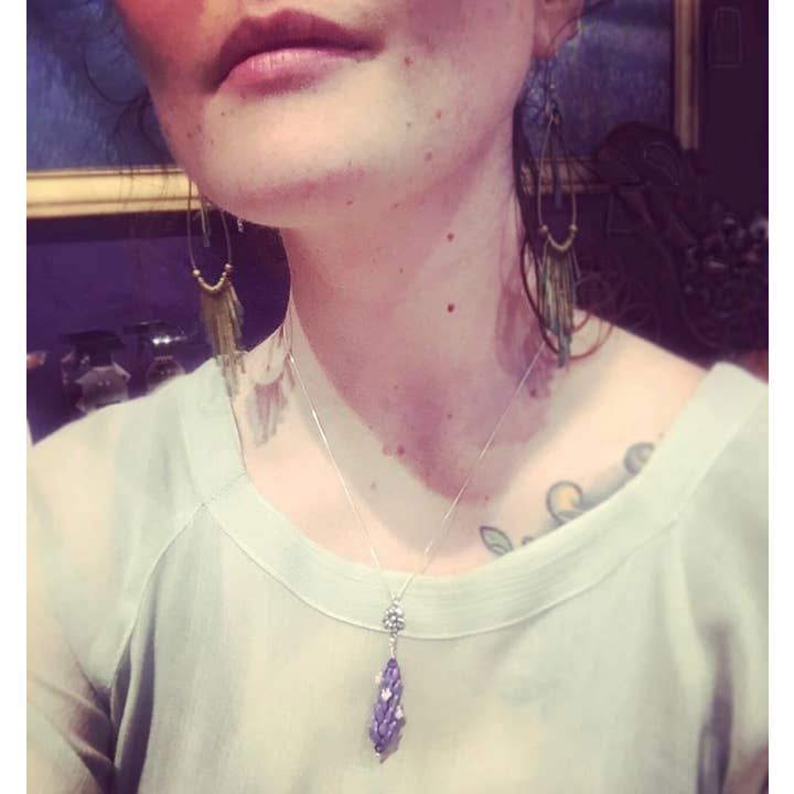 Lavender Beads - Wholesale Pendant/Charm Necklace - Blooming Lavender Pendant Handcrafted Botanical Glass6