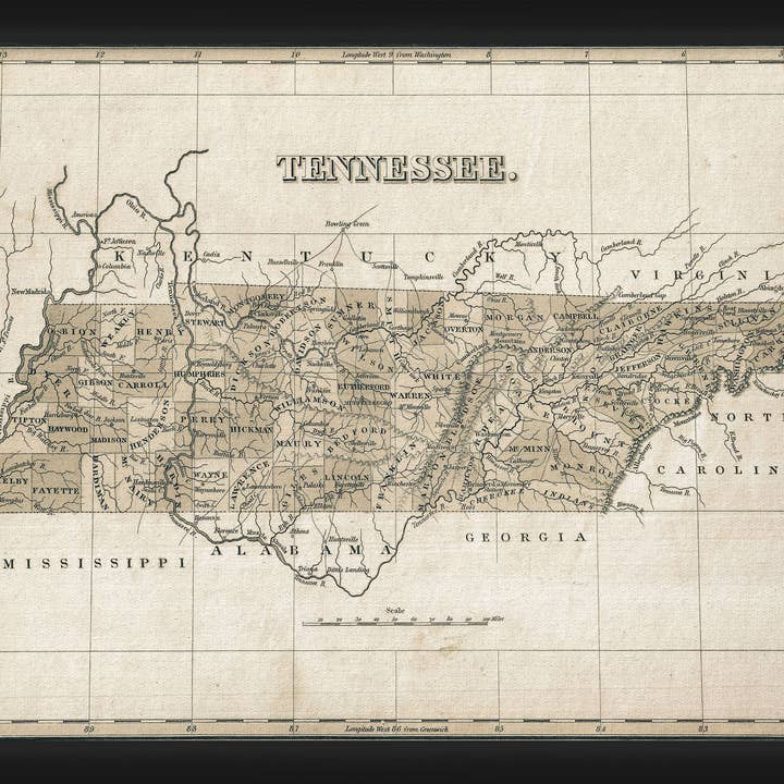 Tennessee Map 18'' x 20'' Framed Wall Art for wholesale by PTM Images