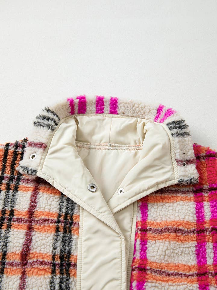 Rose Sherpa Plaid Jacket Vest for wholesale on Faire5