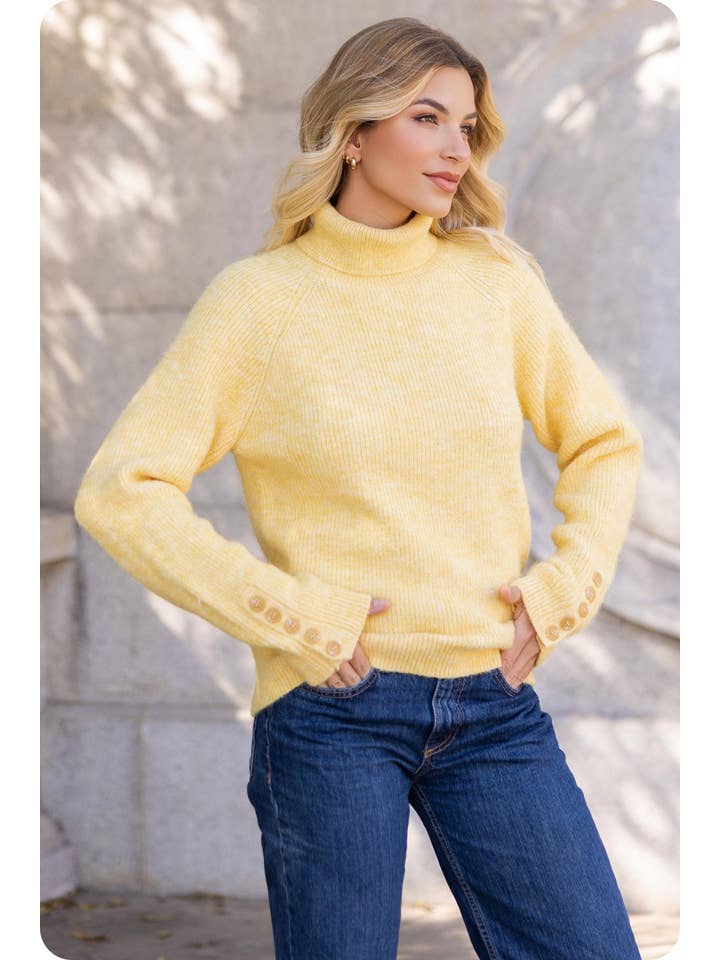 Strut & Bolt - Wholesale Tunic Sweater - Women's - Button Sleeve Turtle Neck Sweater5