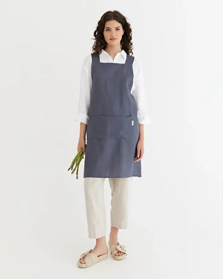 MagicLinen (We handle U.S. import procedures for you) - Wholesale Apron - Pinafore cross-back linen apron in various colors11
