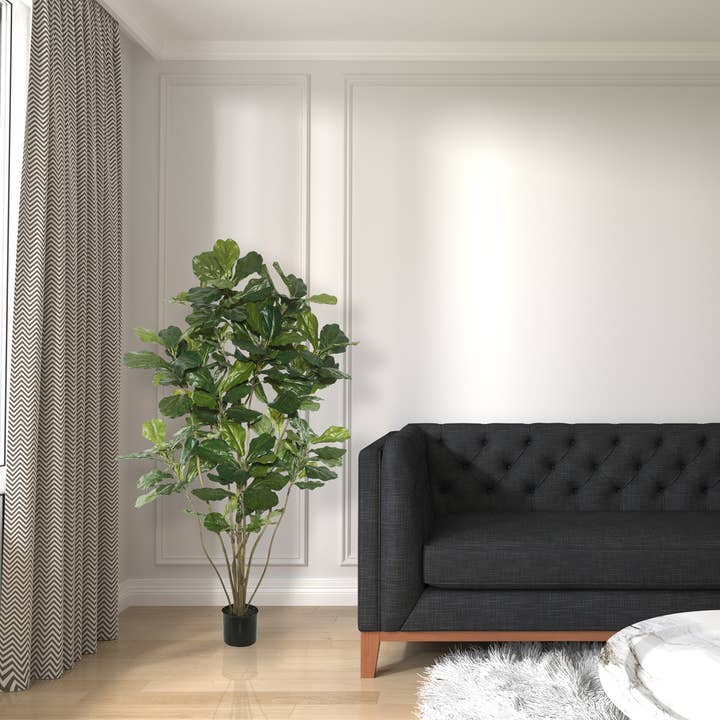 Vickerman - Wholesale Artificial Plant - Vickerman 5' Potted Fiddle Tree W/168 Leaves-Green1