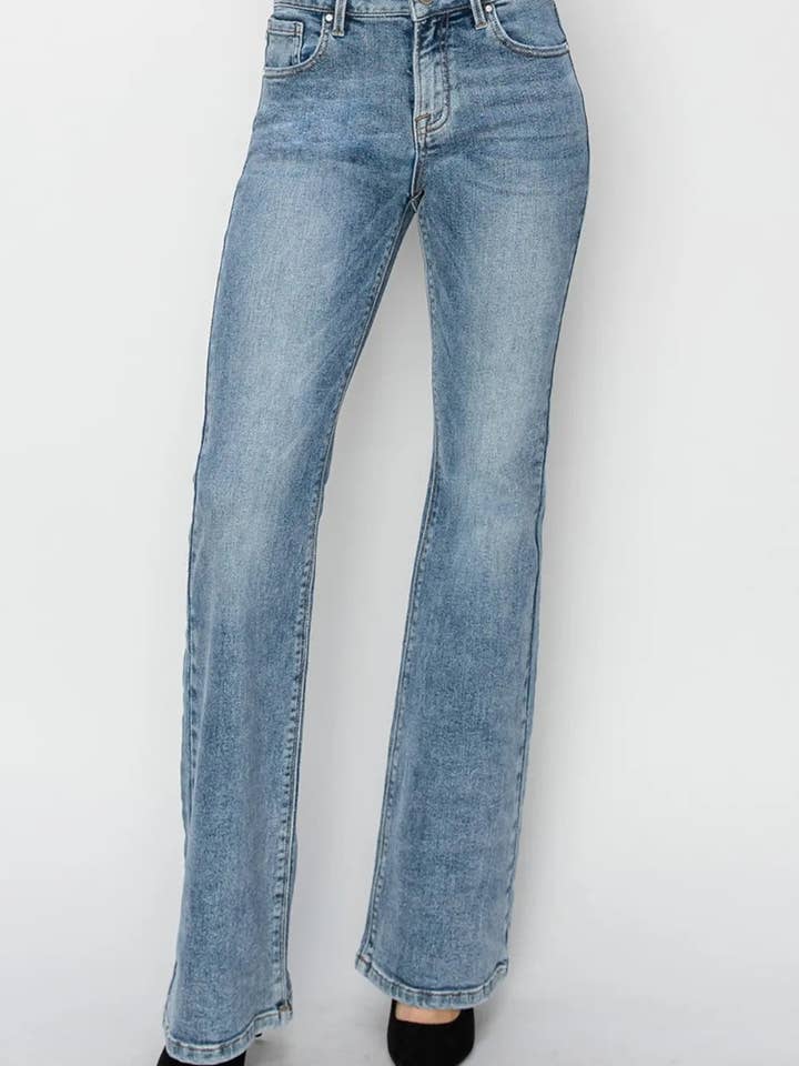 RISEN Full Size Mid Rise Bootcut Jeans for wholesale by Queenado