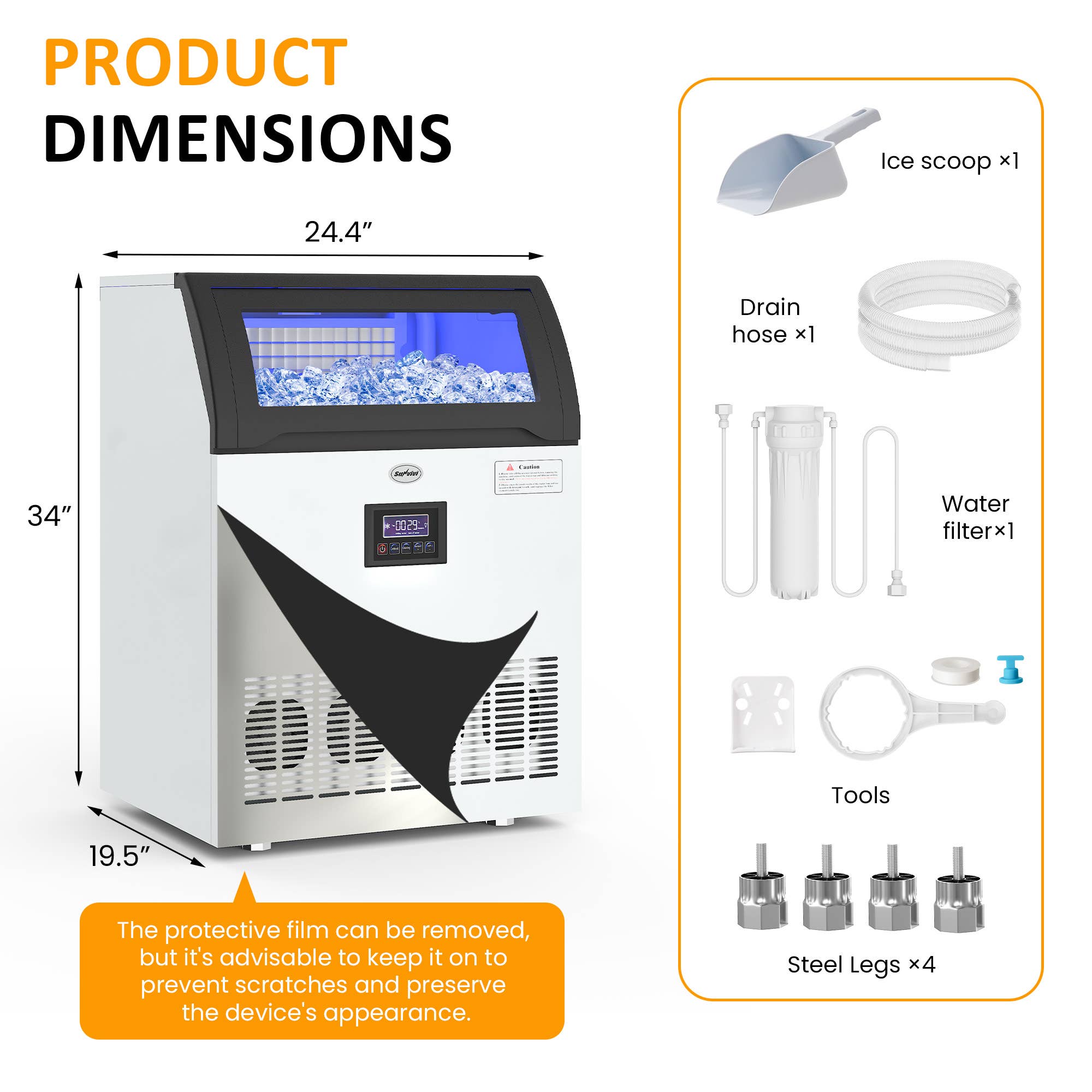 Heynemo - Wholesale Kitchen Appliance - Ice Maker, 265LBS/24H Ice Maker with 55LB Storage Bin6