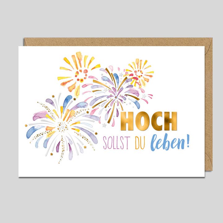 Greeting card “Hoch shalt du leben” Aquarelle series for wholesale by Michel-Verlag GmbH