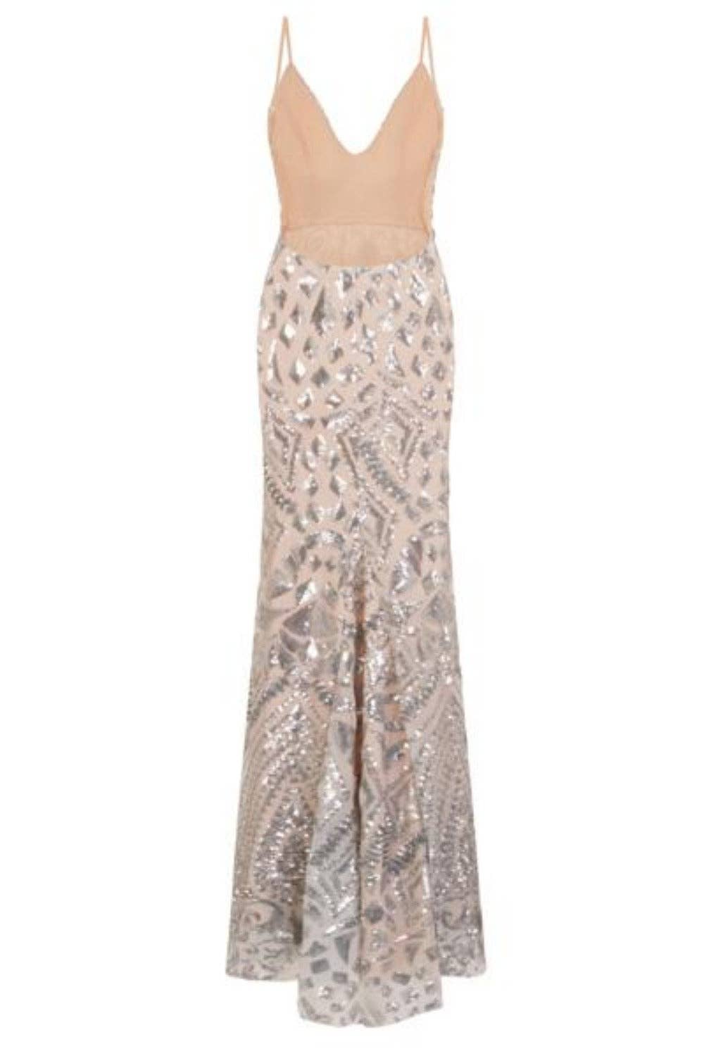 Nazz Collection Clothing Ltd – Großhandel Abendkleid – Damen – Spotlight Silver Luxe Pailletten Meerjungfrau Kleid mit Rückenausschnitt und Fischschwanz9