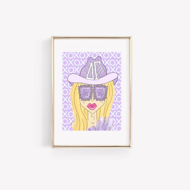 Delta Gamma - Cowgirl Funky viola PERSONALIZZABILE - STAMPA per la vendita all'ingrosso da parte di Made By Marissa Art