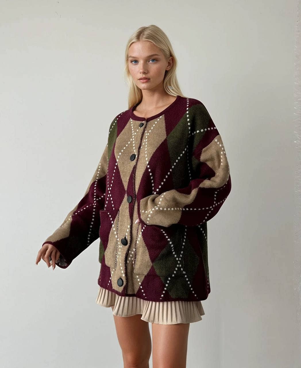 Cardigan a rombi con tasche all'ingrosso per il tuo negozio Faire IT