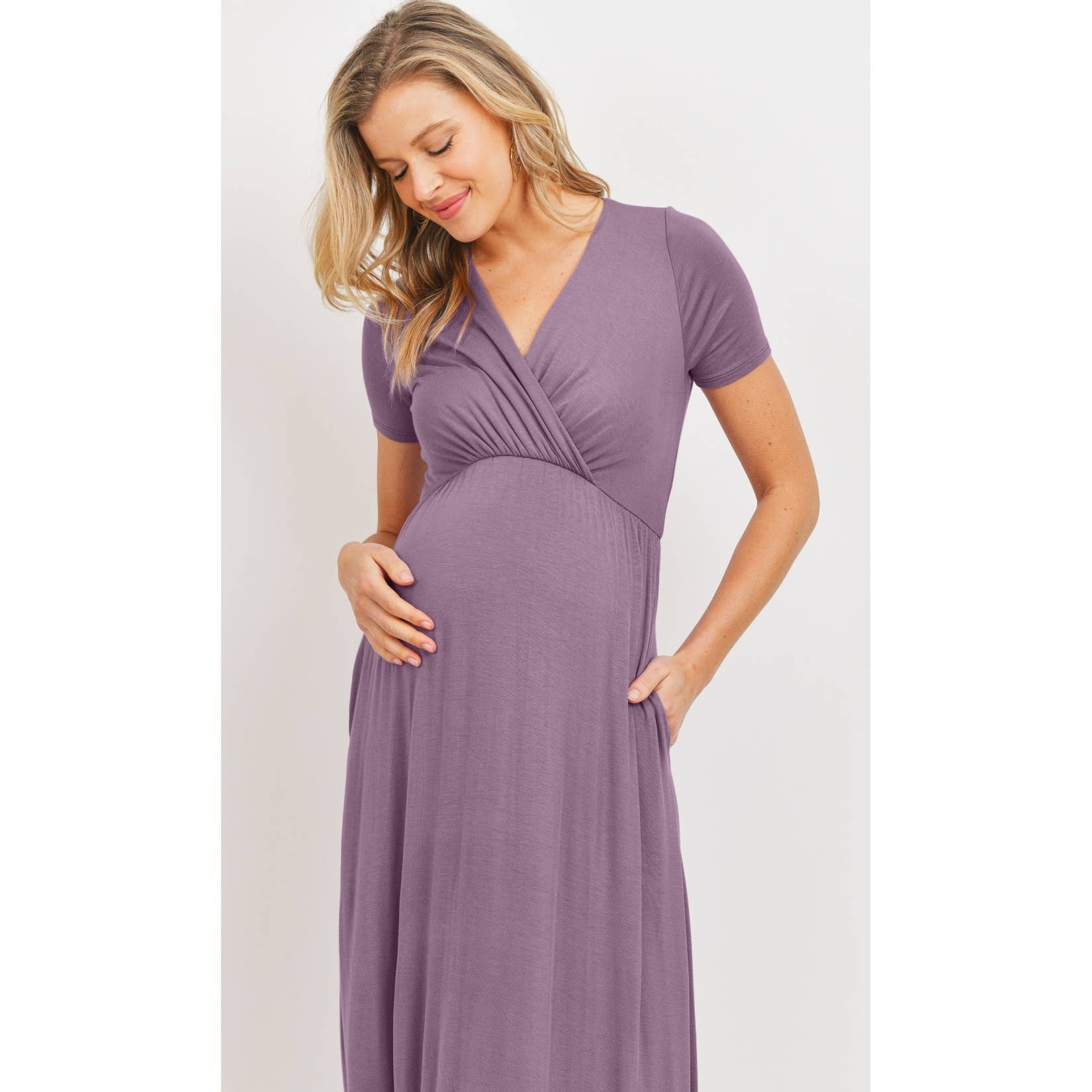 Hello Miz - Wholesale Dress - Maternity - Surplice Maternity Nursing Short Sleeve Maxi Dress14