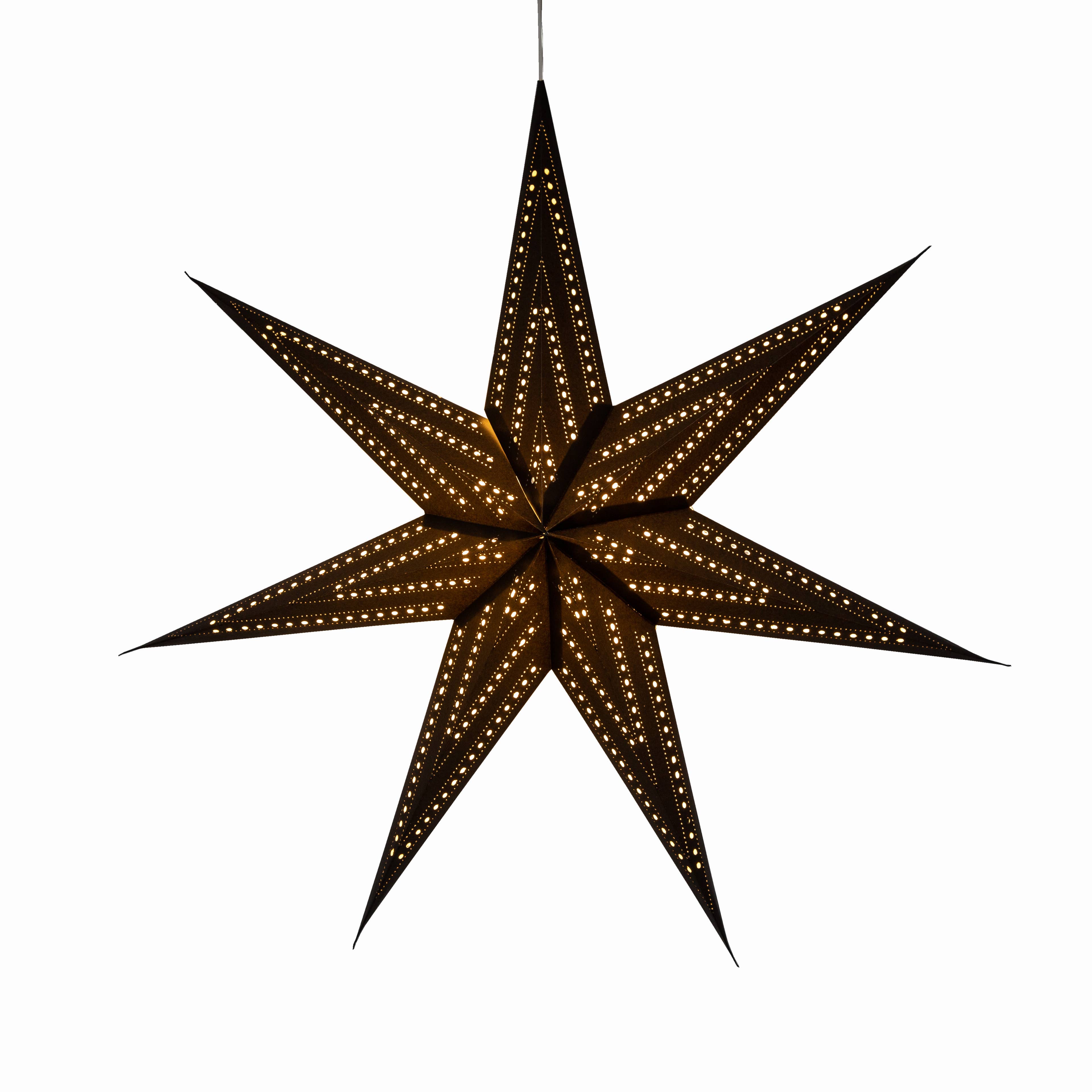 Artschatz LLC - Wholesale Paper Lantern/Lamp - Prima Dottie ~  7 P, 23", Black Paper Star Lantern Light6