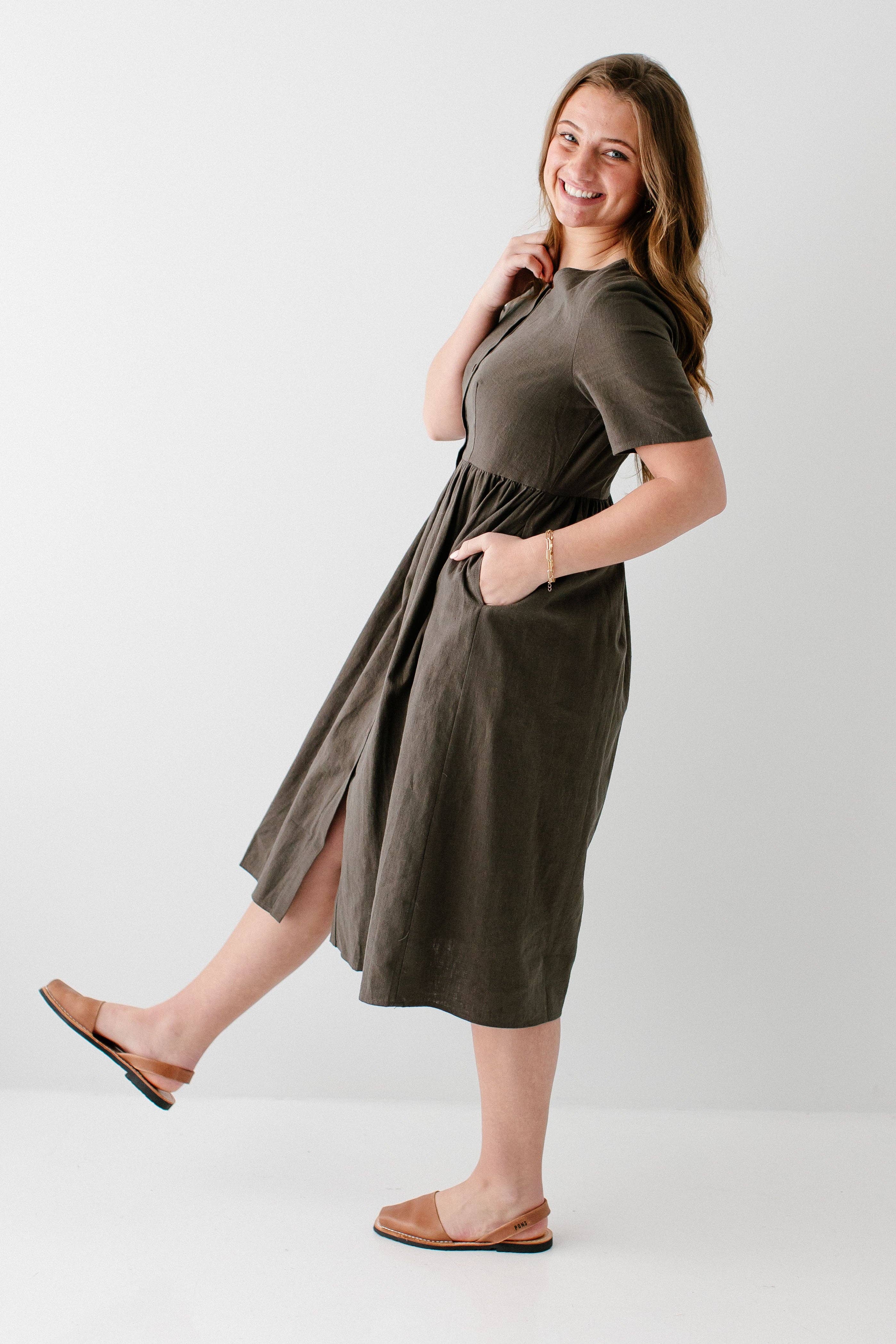 The Main Street Exchange - Wholesale Dress - Women's - 'Adeline' Button Down A-Line Midi Dress24