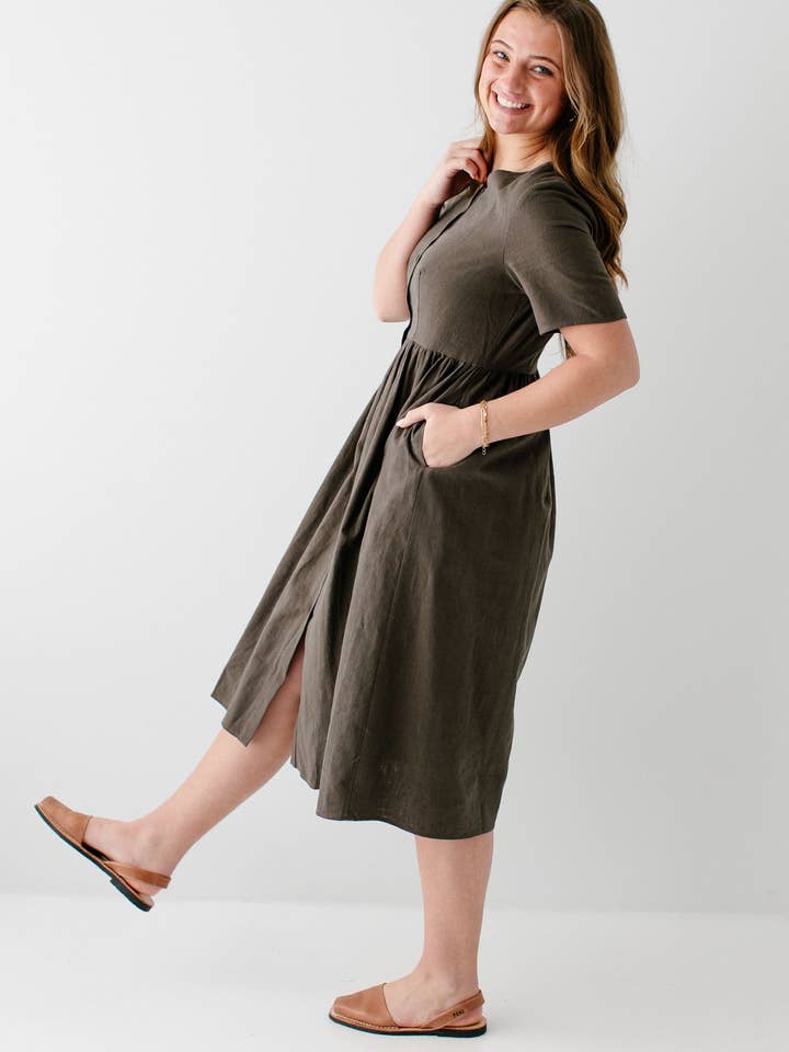 The Main Street Exchange - Wholesale Dress - Women's - 'Adeline' Button Down A-Line Midi Dress24