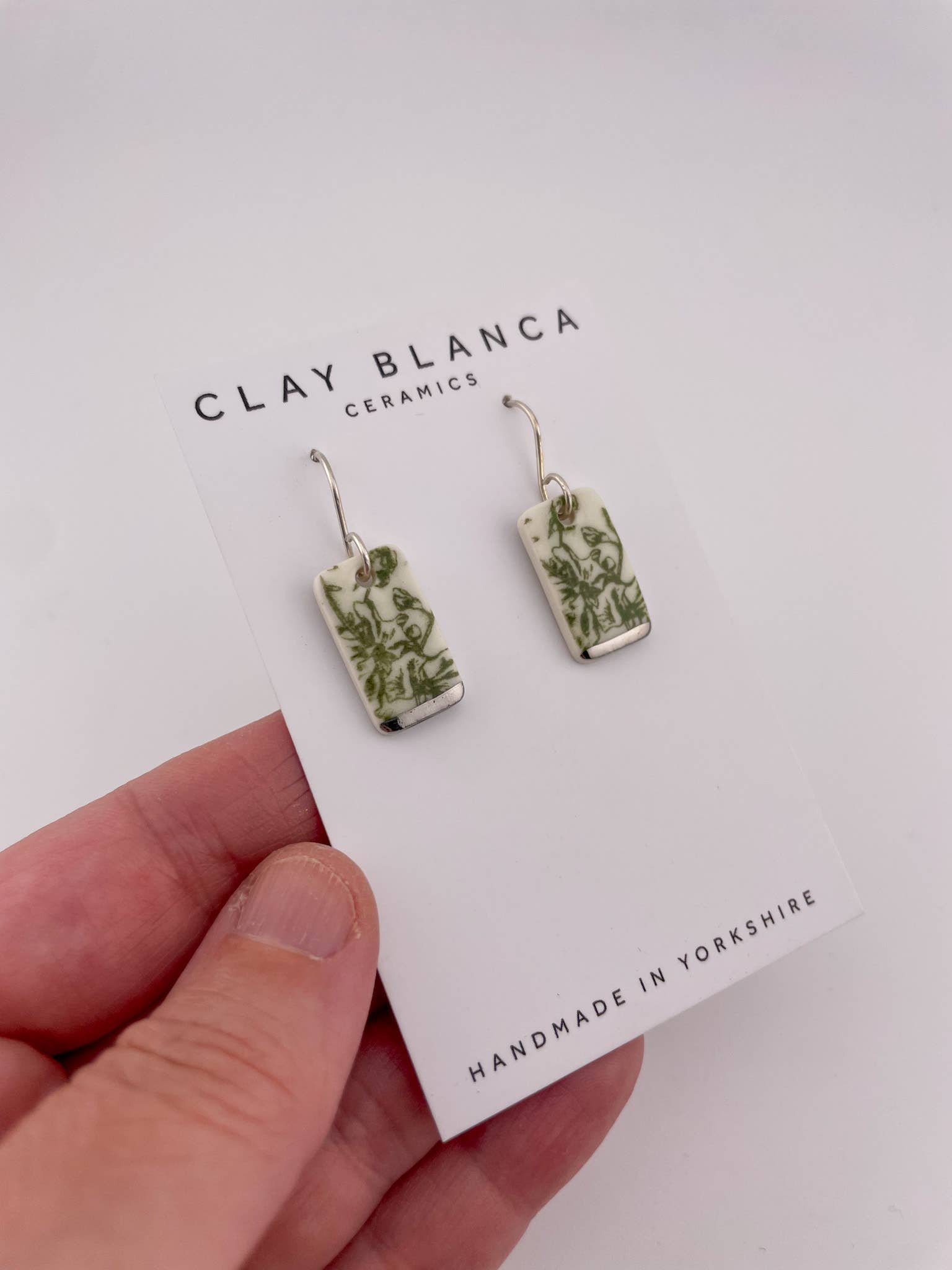 Clay Blanca - Wholesale Dangle Earrings - Green China Short Rectangle Dangle earrings (Options)2