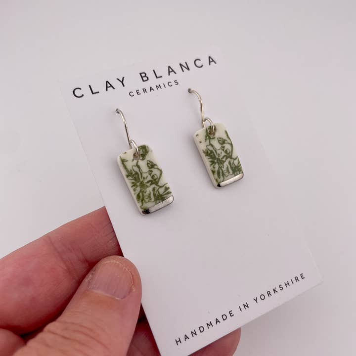 Clay Blanca - Wholesale Dangle Earrings - Green China Short Rectangle Dangle earrings (Options)2
