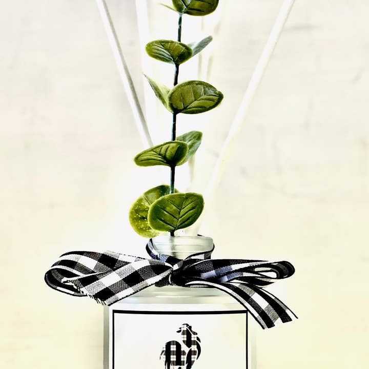 Reed Diffuser with Eucalyptus Sprig for wholesale by Plaid Rooster Co