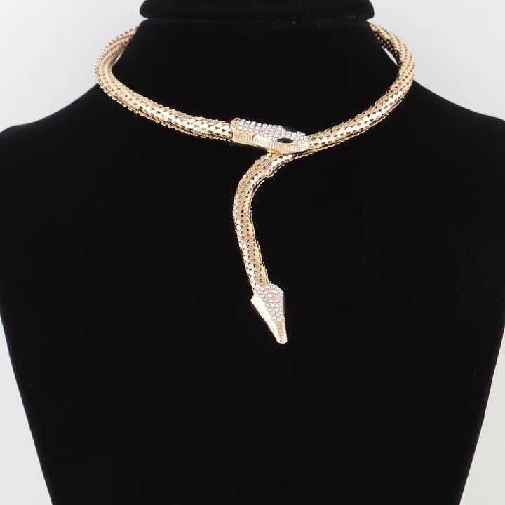 3AM BY H&D ACCESSORIES - Wholesale Choker/Collar - Jeweled Snake Wrap Choker Necklace